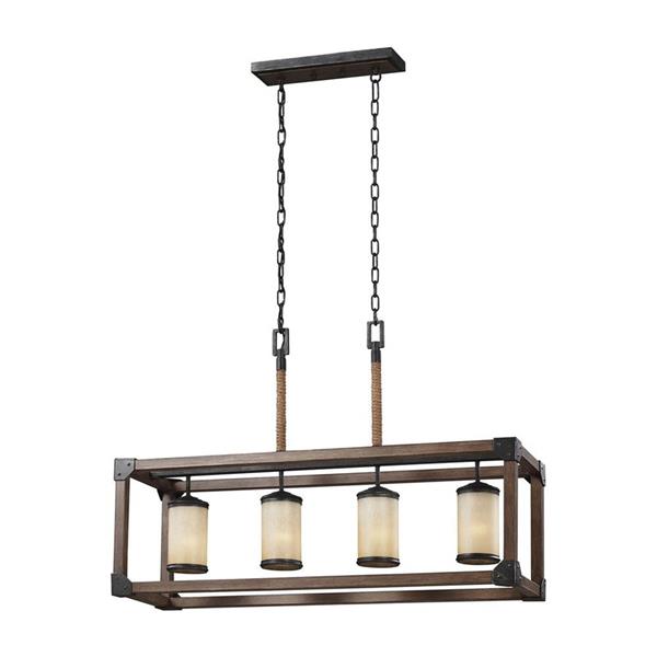 Generation Lighting Dunning 36-in W 4-Light Stardust Kitchen Island Light with Tinted Shade