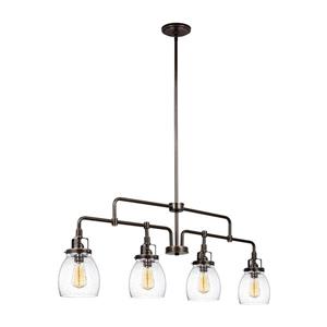 Sea Gull Lighting Belton 40.75-in W 4-Light Heirloom Bronze Vintage Kitchen Island Light with Seeded Shade