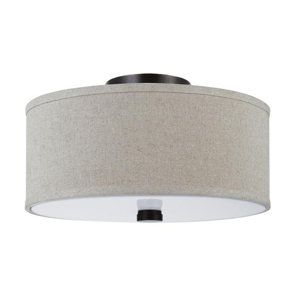 Generation Lighting Dayna Shade Pendants 14-in W Burnt sienna Fabric Semi-Flush Mount Light