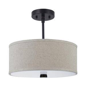 Generation Lighting Dayna Shade Pendants 14-in W Burnt sienna Fabric Semi-Flush Mount Light