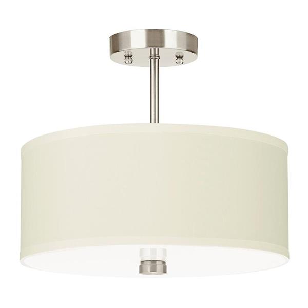 Generation Lighting Dayna Shade Pendants 14-in W Brushed nickel Fabric Semi-Flush Mount Light