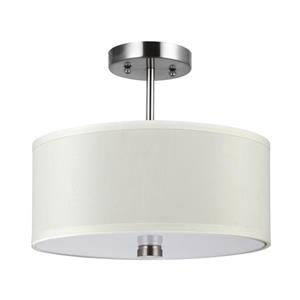 Generation Lighting Dayna Shade Pendants 14-in W Brushed nickel Fabric Semi-Flush Mount Light