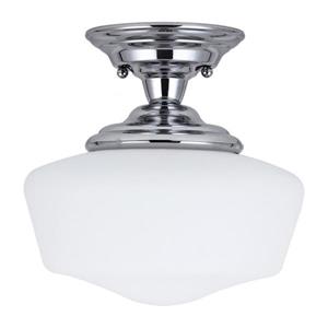 Sea Gull Lighting Academy 11.5-in W Chrome Frosted Glass Semi-Flush Mount Light