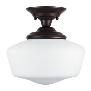 Sea Gull Lighting Academy 11.5-in W Heirloom bronze Frosted Glass Semi-Flush Mount Light