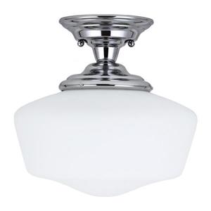 Sea Gull Lighting Academy 13-in W Chrome Frosted Glass Semi-Flush Mount Light