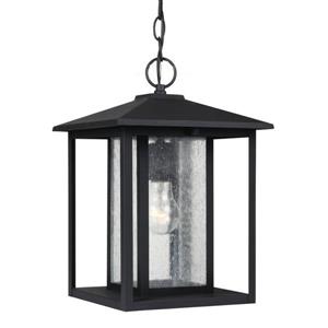 Generation Lighting Hunnington Black Mini Transitional Seeded Glass Lantern Pendant