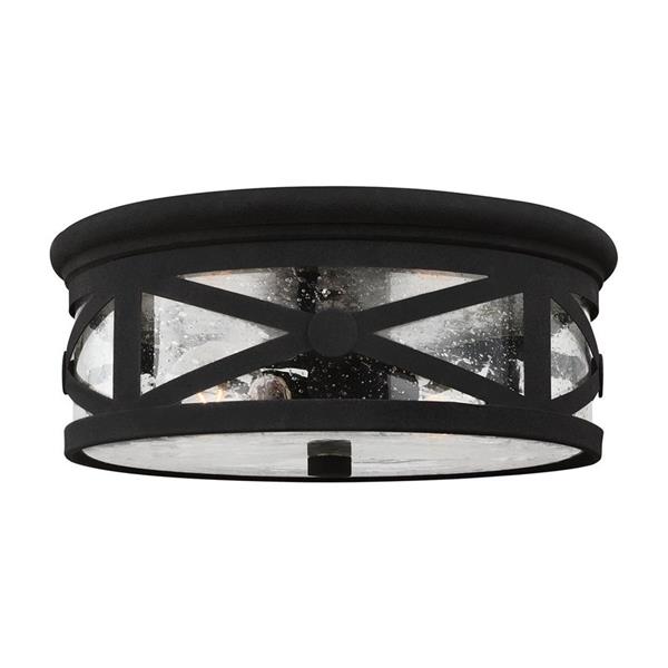 Generation Lighting Lakeview 13-in W Black Outdoor Flush-Mount Light