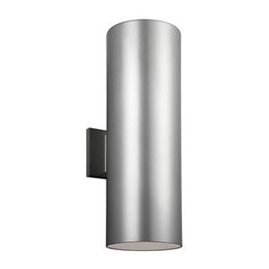 Sea Gull Lighting Outdoor Bullets 18.25-in H Painted Brushed Nickel Outdoor Wall Light