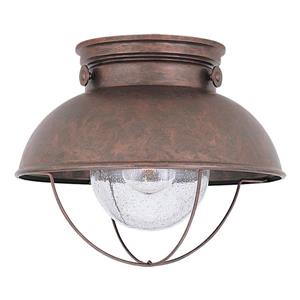 Sea Gull Lighting Sebring 11.25-in W Weathered Copper Outdoor Flush-Mount Light