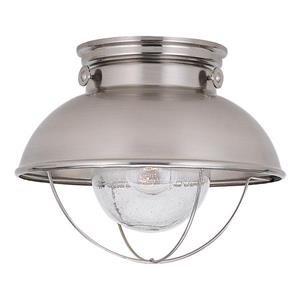 Sea Gull Lighting Sebring 11.25-in W Brushed Stainless Outdoor Flush-Mount Light