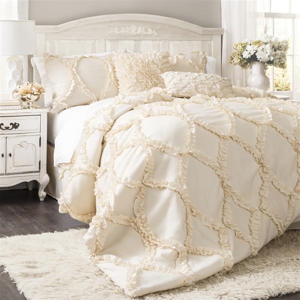 Lush Decor Avon 3 Piece Ivory Queen, Ivory King Duvet Cover Canada