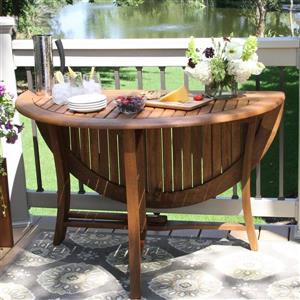 Outdoor Interiors Round Extendable Table Dining Table 48-in W x 48-in L with Umbrella Hole