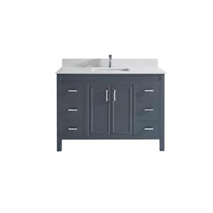 Spa Bathe Cora 48-in Pepper Grey Single Sink Bathroom Vanity with Off-White/Grey Veins Engineered Stone Top