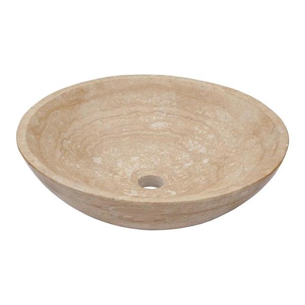 Novatto Beige Stone Vessel Round Bathroom Sink