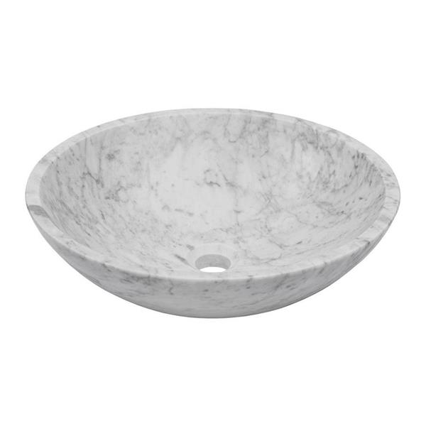 Novatto White Marble Vessel Round Bathroom Sink