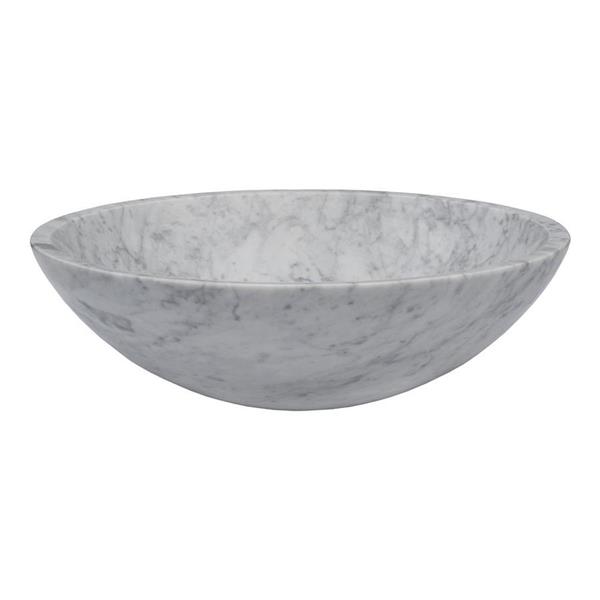 Novatto White Marble Vessel Round Bathroom Sink