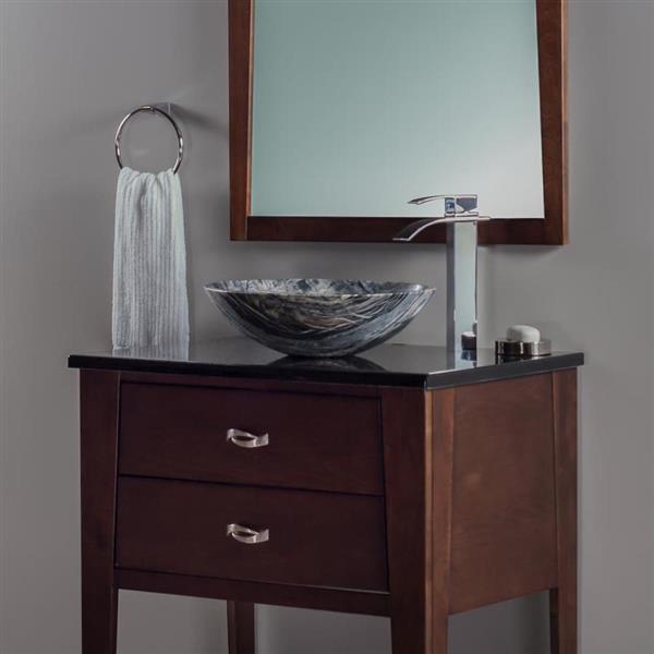 Novatto Black Marble Vessel Round Bathroom Sink