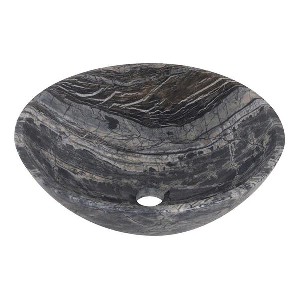 Novatto Black Marble Vessel Round Bathroom Sink
