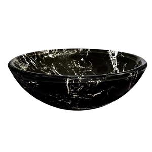 Novatto Pallina Black Tempered Glass Vessel Round Bathroom Sink