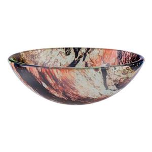 Novatto Cullare Red/White/Black Tempered Glass Vessel Round Bathroom Sink