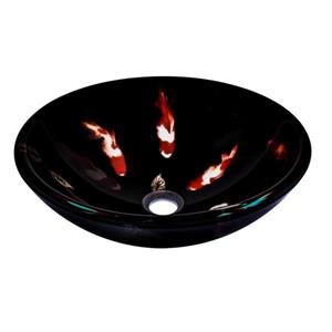 Novatto Fiche Black Tempered Glass Vessel Round Bathroom Sink