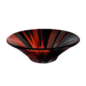 Novatto Ardere Red/Black Tempered Glass Vessel Round Bathroom Sink