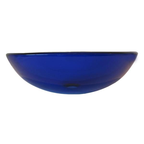 Novatto Blu Clear Blue Tempered Glass Vessel Round Bathroom Sink