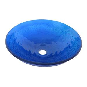 Novatto Mare Blu Clear Blue Tempered Glass Vessel Round Bathroom Sink