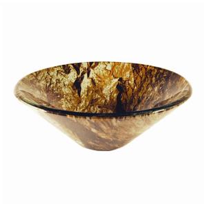 Novatto Mimetizzare Brown/Black/Tan Tempered Glass Vessel Round Bathroom Sink