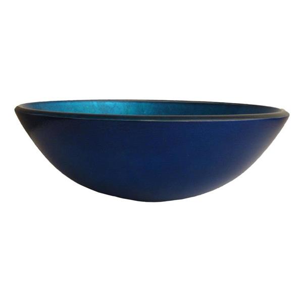 Novatto Verdazzurro Blue Tempered Glass Vessel Round Bathroom Sink