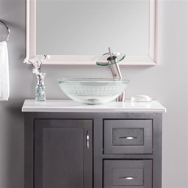 Novatto Imponeren Clear Tempered Glass Vessel Round Bathroom Sink