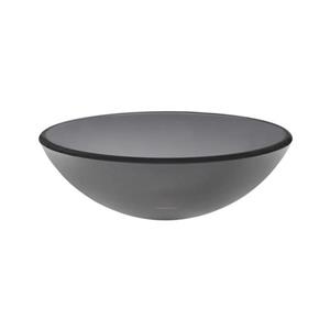 Novatto Nera Clear Gray Tempered Glass Vessel Round Bathroom Sink