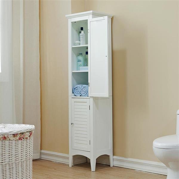Elegant Home Fashions Slone 15-in W x 63-in H x 15-in D White MDF Freestanding Linen Cabinet