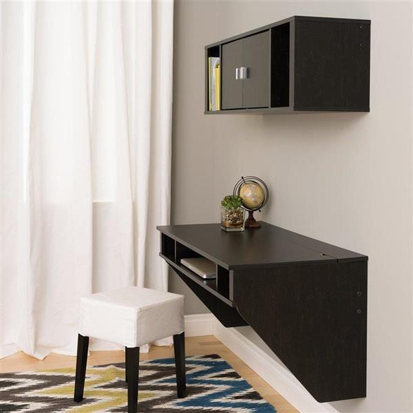 Prepac Contemporary Washed Ebony Floating Desk Hrhw 0501 2m Rona