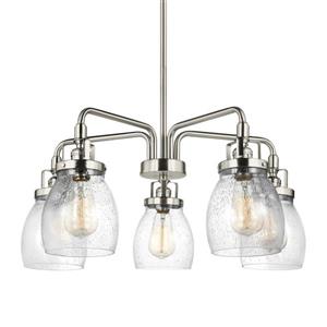 Generation Lighting Belton 5-Light Brushed Nickel Modern/Contemporary Seeded Glass Shaded Chandelier