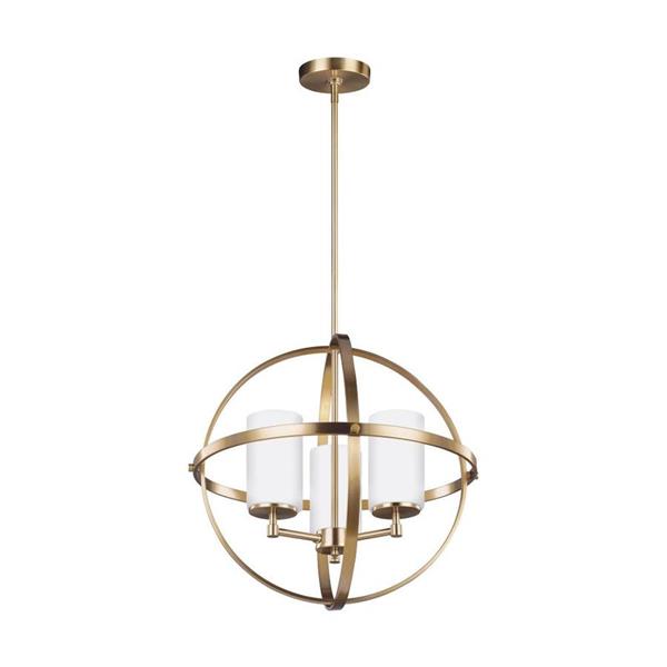 Generation Lighting Alturas 3-Light Satin Bronze Modern/Contemporary Etched Glass Globe Chandelier