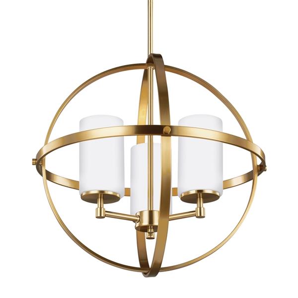 Generation Lighting Alturas 3-Light Satin Bronze Modern/Contemporary Etched Glass Globe Chandelier