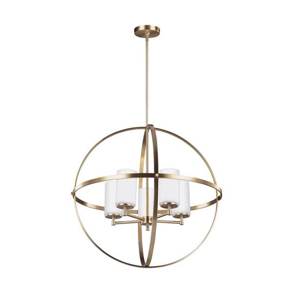 Generation Lighting Alturas 5-Light Satin Bronze Modern/Contemporary Etched Glass Globe Chandelier