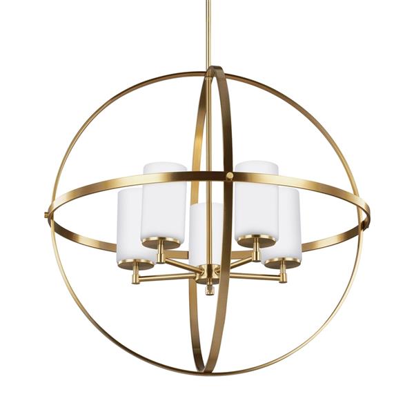 Generation Lighting Alturas 5-Light Satin Bronze Modern/Contemporary Etched Glass Globe Chandelier