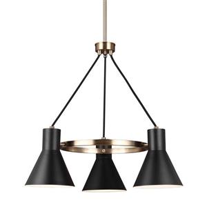 Sea Gull Lighting Towner 3-Light Satin Bronze Industrial Shaded Chandelier