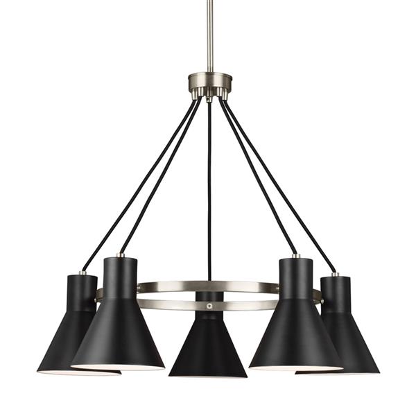 Generation Lighting Towner 5-Light Brushed Nickel Industrial Shaded Chandelier