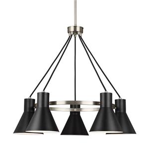 Generation Lighting Towner 5-Light Brushed Nickel Industrial Shaded Chandelier