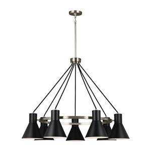 Sea Gull Lighting Towner 7-Light Brushed Nickel Industrial Shaded Chandelier