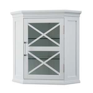 Elegant Home Fashions Owen 24.75-in W x 24.5-in H x 17.5-in D White Composite Freestanding Linen Cabinet