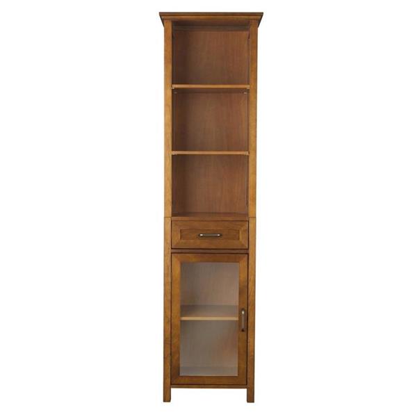 Elegant Home Fashions Avery 17-in W x 65-in H x 13.5-in D Oil oak Composite Freestanding Linen Cabinet