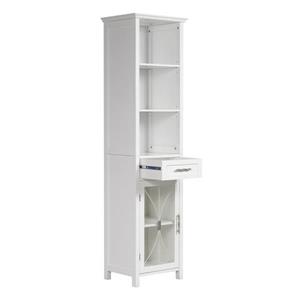 Elegant Home Fashions Delaney 17-in W x 65-in H x 13.5-in D White Composite Freestanding Linen Cabinet
