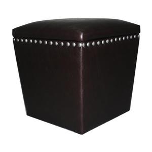 Elegant Home Fashions Professor Casual Espresso Faux Leather Storage Ottoman