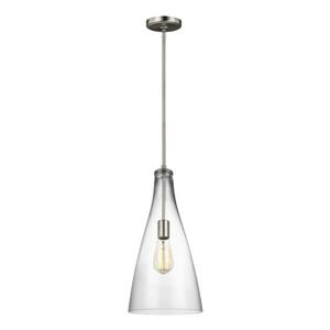 Generation Lighting Arilda Brushed Nickel Mini Modern/Contemporary Clear Glass Cone Pendant