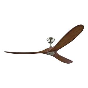 Monte Carlo Fan Company Maverick 70-in Brushed Steel/Koa Indoor/Outdoor Ceiling Fan and Remote (3-Blade)