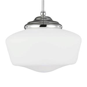 Sea Gull Lighting Academy Chrome Transitional White Glass Cylinder Pendant